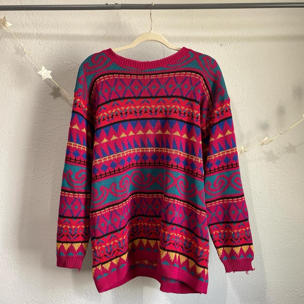 Alfred Dunner Pink and Blue Knit Sweater